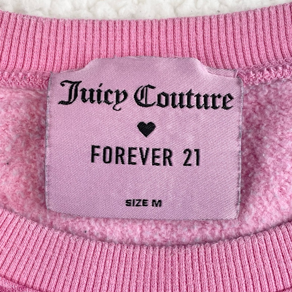 JUICY COUTURE x F21 • Pink Logo Print Long Sleeve Cropped Tie Sweatshirt, M - Picture 15 of 16